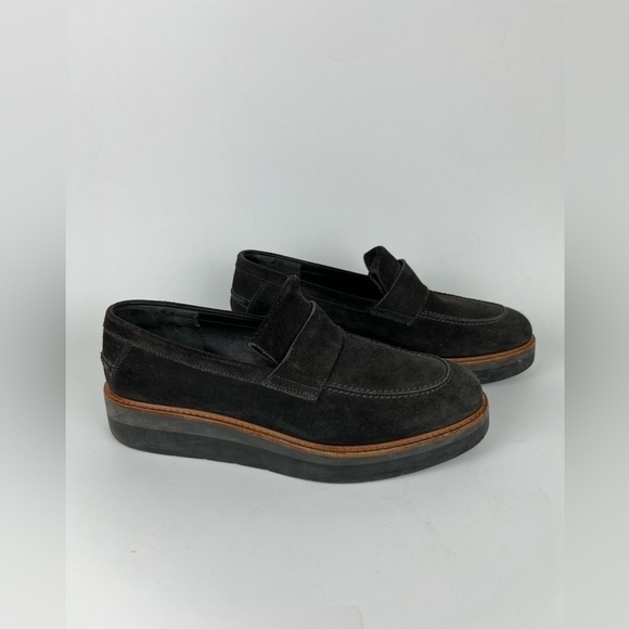 Vince Black Suede Platform Loafers - Picture 1 of 6